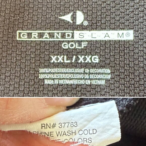 Grand Slam Golf Mens Black Polo Shirt XXL Short Sleeve Performance Textured - Picture 4 of 7
